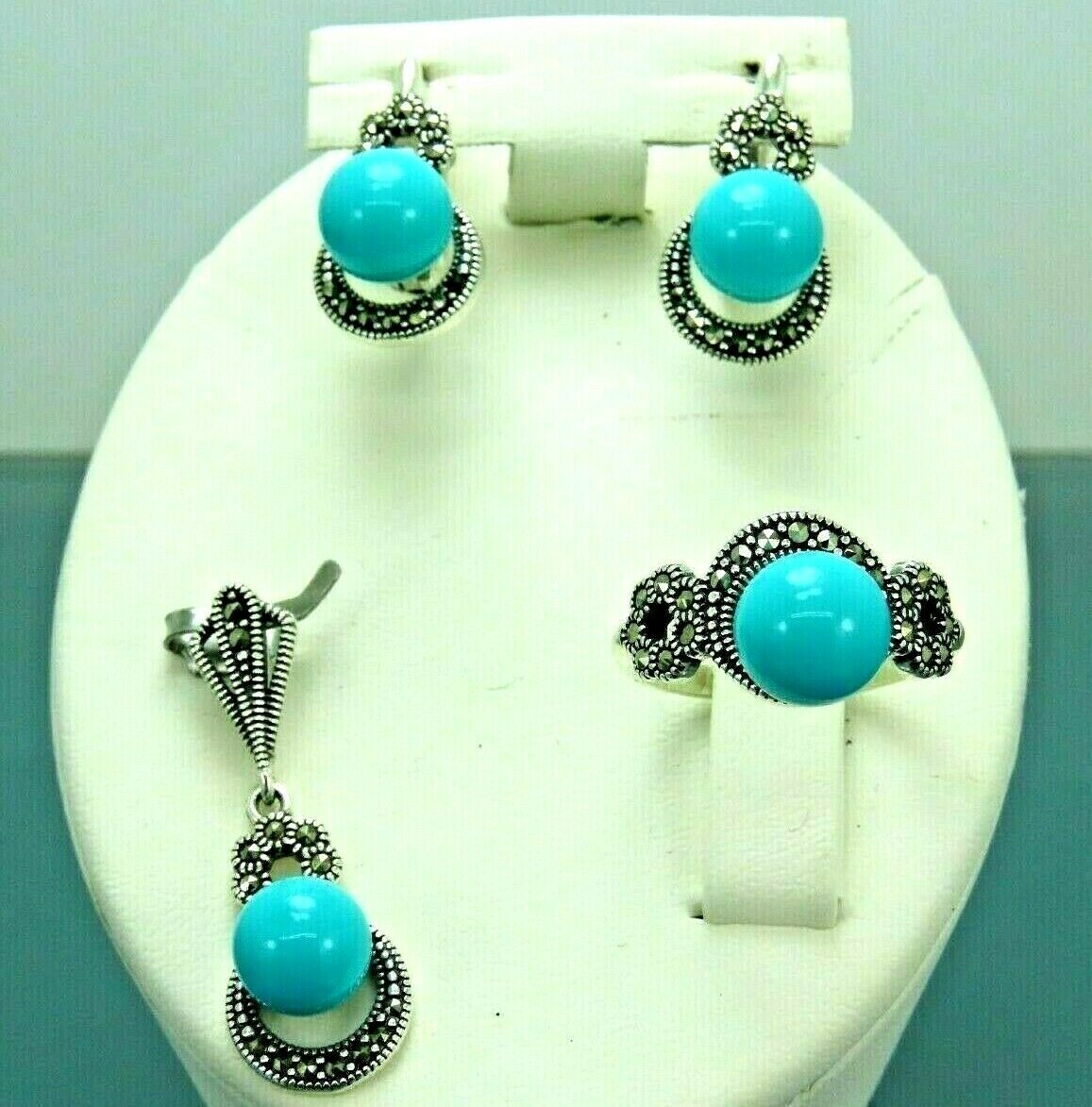 Turkish Handmade Jewelry 925 Sterling Silver Turquoise Stone - Main Image
