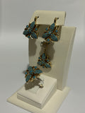 Turkish Handmade Jewelry 925 Sterling Silver Turquoise Stone Women's Earrings, Pendant & Ring Jewelry Set