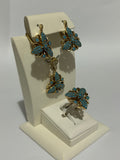 Turkish Handmade Jewelry 925 Sterling Silver Turquoise Stone Women's Earrings, Pendant & Ring Jewelry Set
