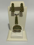 Turkish Handmade Jewelry 925 Sterling Silver Emerald Stone Women Earring & Pendant & Ring Set