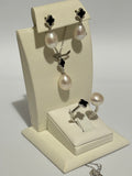 Turkish Handmade Jewelry 925 Sterling Silver Pearl Stone Women's Earrings & Ring & Pendant Jewelry Set