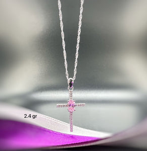 Turkish Handmade Jewelry 925 Sterling Silver Cross Design Quartz Stone Women Necklace