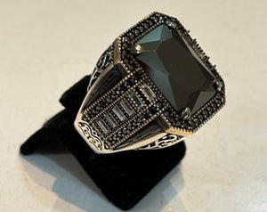Turkish Handmade Jewelry 925 Sterling Silver Onyx Stone Mens Rings