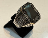 Turkish Handmade Jewelry 925 Sterling Silver Onyx Stone Mens Rings