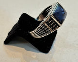 Turkish Handmade Jewelry 925 Sterling Silver Sapphire Stone Men's Rings
