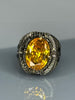 Handmade 925 Sterling Silver Men’s Citrine Ring | Vintage Ottoman Style Yellow Stone