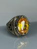 Handmade 925 Sterling Silver Men’s Citrine Ring | Vintage Ottoman Style Yellow Stone