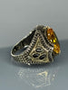 Handmade 925 Sterling Silver Men’s Citrine Ring | Vintage Ottoman Style Yellow Stone