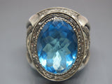 Turkish Handmade Jewelry 925 Sterling Silver Aquamarine Stone Men's Ring