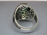 Turkish Handmade Jewelry 925 Sterling Silver Emerald Stone Men's Ring