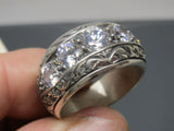 Turkish Handmade Jewelry 925 Sterling Silver Zircon Stone Men's Ring