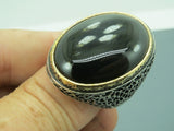 Handcrafted Sterling Silver Onyx Ring: Vintage Ottoman Design