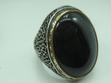 Handcrafted Sterling Silver Onyx Ring: Vintage Ottoman Design