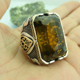 Turkish Handmade 925 Sterling Silver Quartz Gothic Men's Ring - Anatolia Design