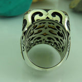 Turkish Handmade 925 Sterling Silver Quartz Gothic Men's Ring - Anatolia Design