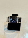 Turkish Handmade Jewelry 925 Sterling Silver Sapphire Stone Men's Rings