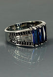 Turkish Handmade Jewelry 925 Sterling Silver Sapphire Stone Engraved Men's Rings
