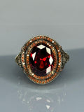 Sterling Silver Garnet Ring: Vintage Ottoman Lion Design, Handmade Jewelry