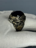Handmade Sterling Silver Men's Sapphire Ring: Vintage Ottoman Tulip Design