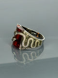 Turkish Handmade Jewelry 925 Sterling Silver Ruby Stone Snake Design Mens Rings