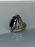 Handmade 925 Sterling Silver Men's Ring: Sapphire Stone, Vintage King Design