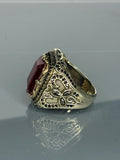 Turkish Handmade Jewelry 925 Sterling Silver Ruby Stone Turkic Design Mens Rings