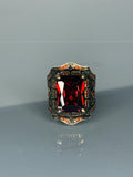 Turkish Handmade Jewelry 925 Sterling Silver Ruby Stone Turkic Design Mens Rings