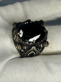 Handcrafted 925 Sterling Silver Onyx Stone Ring Antique Gothic Men's Jewelry