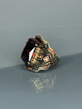 925 Sterling Silver Men's Ring: Ruby Red Gothic Statement