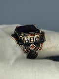 925 Sterling Silver Men's Ring: Ruby Red Gothic Statement