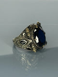 Handcrafted 925 Sterling Silver Onyx Stone Ring Antique Gothic Men's Jewelry