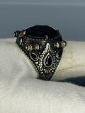 Handcrafted 925 Sterling Silver Onyx Stone Ring Antique Gothic Men's Jewelry