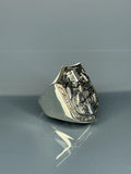 Sterling Silver Knight Shield Ring: Medieval Warrior Gothic Statement