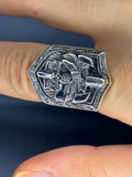 Sterling Silver Knight Shield Ring: Medieval Warrior Gothic Statement