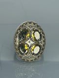Sterling Silver Men's Ring: Peridot 4 Stone Ottoman Design, Vintage Statement Jewelry