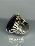 Turkish Aventurine Ring: Vintage 925 Sterling Silver Handmade Statement Ring