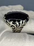Turkish Aventurine Ring: Vintage 925 Sterling Silver Handmade Statement Ring