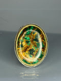 Vintage 925 Sterling Silver Large Men's Ring: Malachite Statement Jewelry, Ottoman Desgin