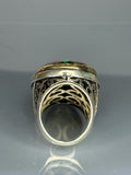 Vintage 925 Sterling Silver Large Men's Ring: Malachite Statement Jewelry, Ottoman Desgin