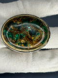 Vintage 925 Sterling Silver Large Men's Ring: Malachite Statement Jewelry, Ottoman Desgin