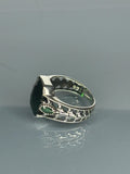 Handmade 925 Sterling Silver Emerald Stone Men's Ring: Artisan Crafted