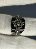 Handcrafted Sterling Silver Black Onyx Ring: Ottoman Design, Boho Statement Jewelry