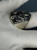 Sterling Silver Knight Shield Ring: Medieval Warrior Gothic Statement