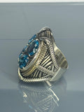 Aquamarine Sterling Silver Men's Ring: Vintage Style Statement Ottoman Design Claw Jewelry