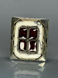 Handmade 925 Sterling Silver Garnet & Agate Men's Ring - Ottoman Design