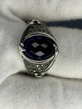 Handmade Sterling Silver Sapphire Ring: Artisan Crafted Zulfiqaar Style