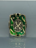 Malachite Sterling Silver Men's Ring: Ottoman Sword Star Design