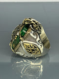 Malachite Sterling Silver Men's Ring: Ottoman Sword Star Design