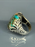 Turkish Handmade Jewelry 925 Sterling Silver Turquoise Stone Mens Rings