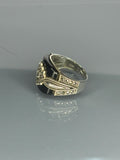 Handcrafted Sterling Silver Black Onyx Ring: Ottoman Design, Boho Statement Jewelry